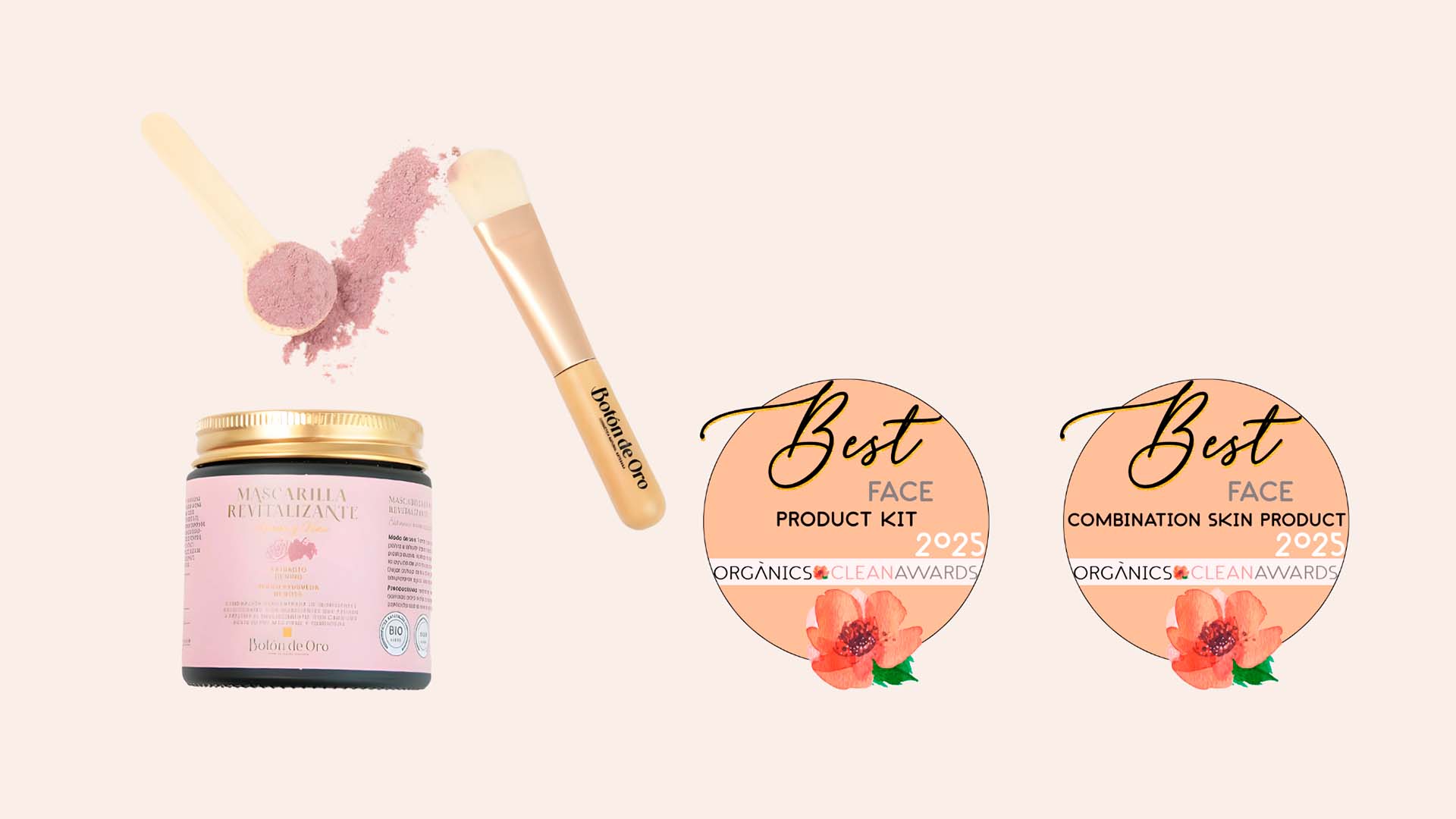 Premio al mejor kit de productos faciales en boton de oro